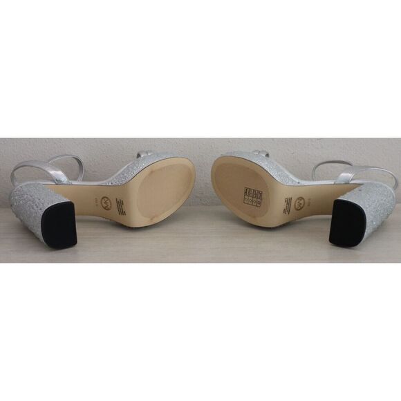 Michael Kors Women Sz 8.5M Silver Metallic Embellished Laci Platform Sandals - Picture 7 of 11